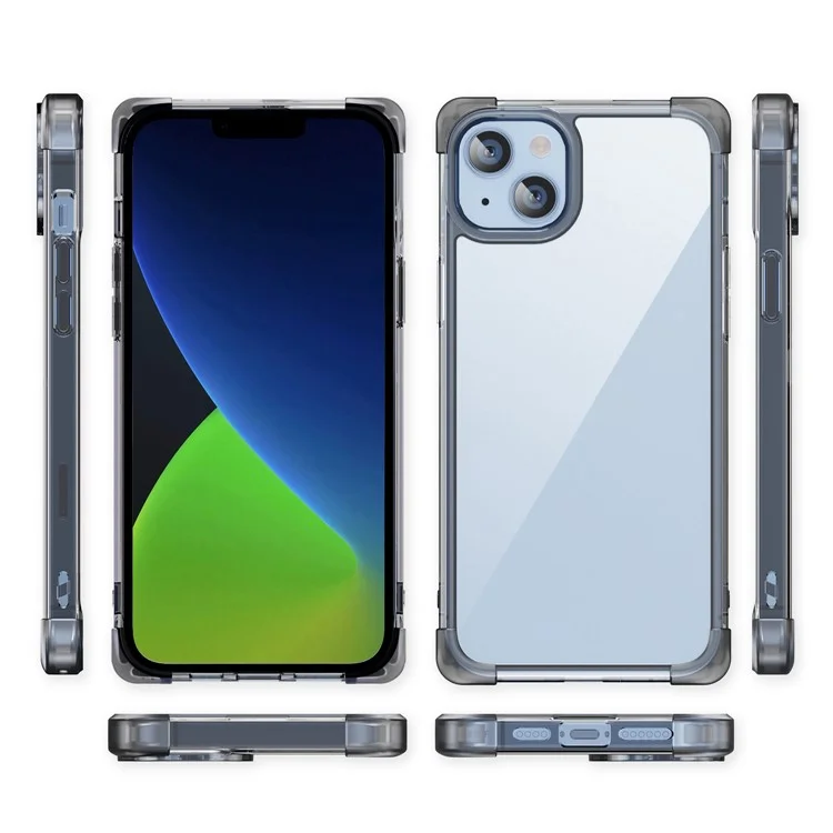 For iPhone 13 6.1 inch Drop-proof Back Cover TPU+Acrylic Four Corner Matte Phone Case - Black