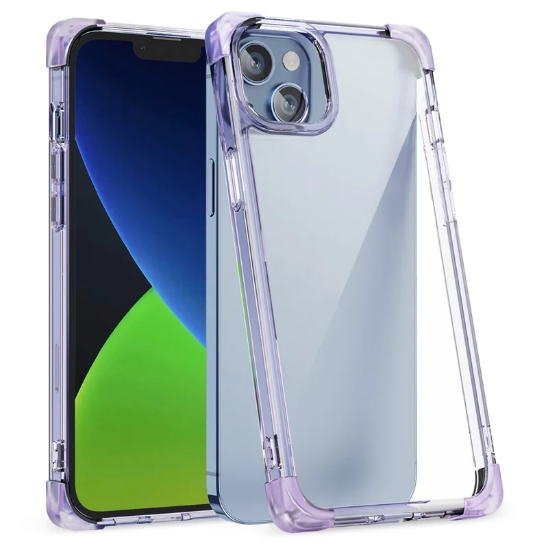 For iPhone 13 6.1 inch Drop-proof Back Cover TPU+Acrylic Four Corner Matte Phone Case - Purple