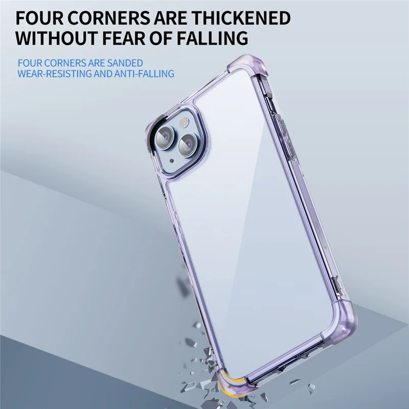 For iPhone 13 6.1 inch Drop-proof Back Cover TPU+Acrylic Four Corner Matte Phone Case - Purple