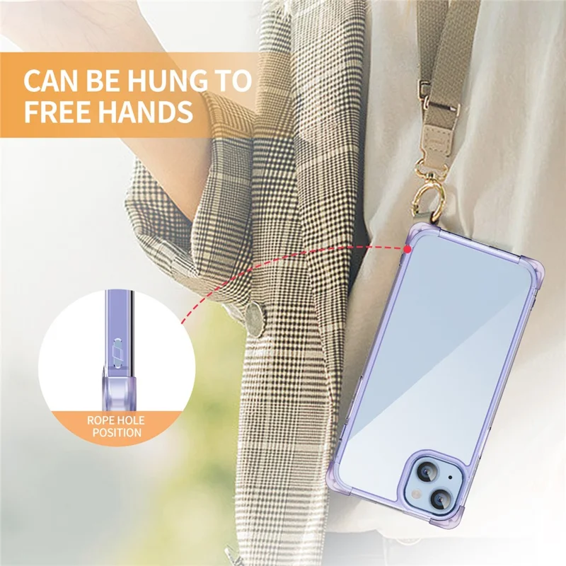 For iPhone 13 6.1 inch Drop-proof Back Cover TPU+Acrylic Four Corner Matte Phone Case - Purple