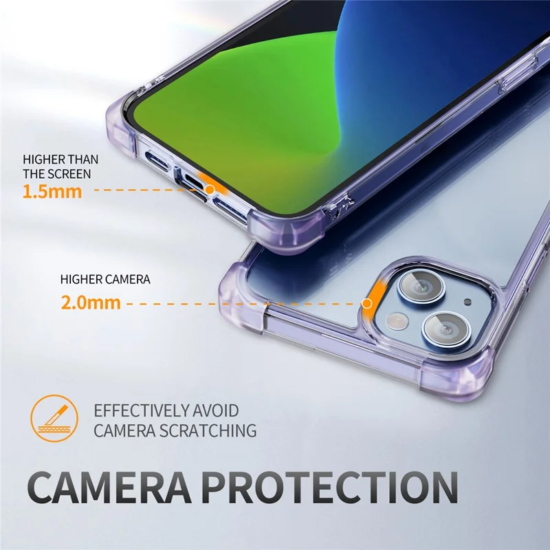 For iPhone 13 6.1 inch Drop-proof Back Cover TPU+Acrylic Four Corner Matte Phone Case - Purple