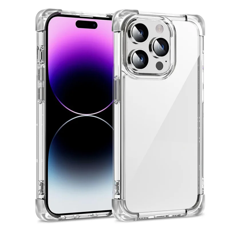 TPU+Acrylic Protective Case for iPhone 14 Pro Max Four Corner Matte Phone Shell Anti-Scratch Phone Cover - Transparent