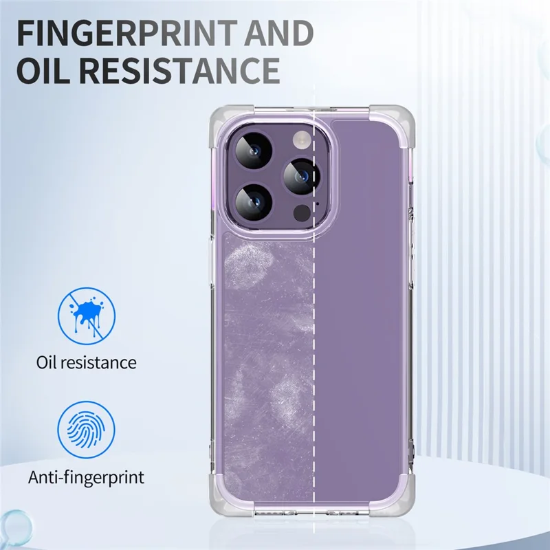 TPU+Acrylic Protective Case for iPhone 14 Pro Max Four Corner Matte Phone Shell Anti-Scratch Phone Cover - Transparent