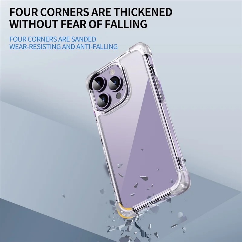 TPU+Acrylic Protective Case for iPhone 14 Pro Max Four Corner Matte Phone Shell Anti-Scratch Phone Cover - Transparent