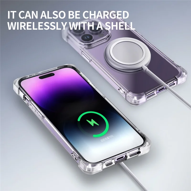 TPU+Acrylic Protective Case for iPhone 14 Pro Max Four Corner Matte Phone Shell Anti-Scratch Phone Cover - Transparent