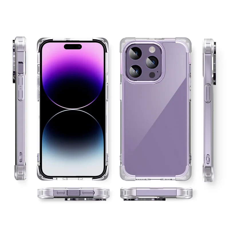 TPU+Acrylic Protective Case for iPhone 14 Pro Max Four Corner Matte Phone Shell Anti-Scratch Phone Cover - Transparent