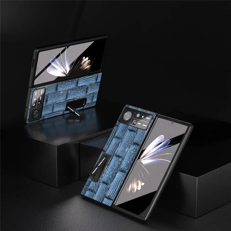 Abeel For Xiaomi Mix Fold 2 5G Mahjong Texture Защитная Крышка Подлинная Корова Корова+пк Киктяной Телефон с Защитником Экрана - Синий