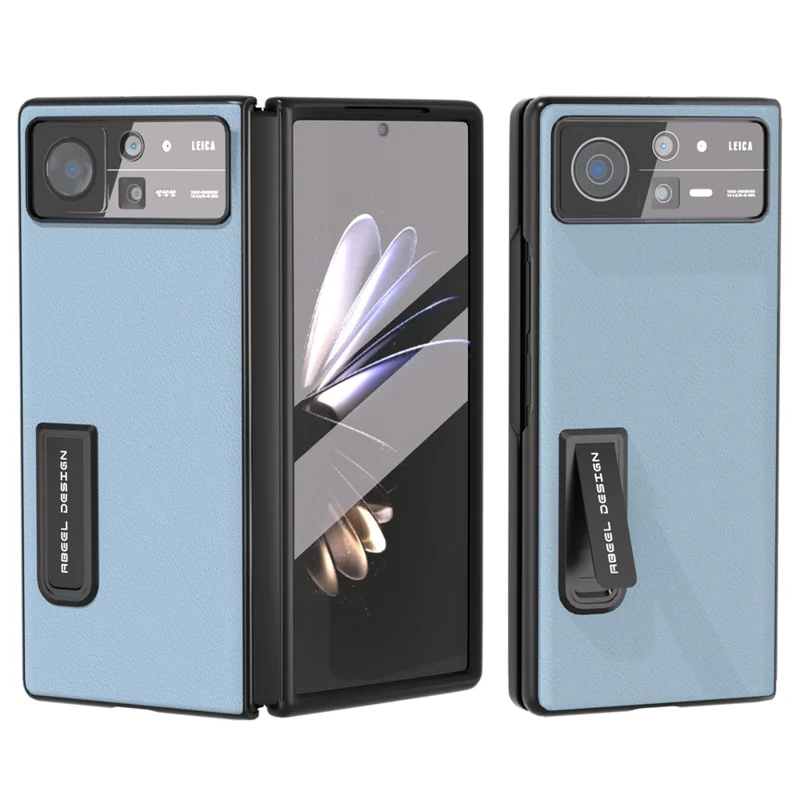 Abeel Para Xiaomi Mix Fold 2 5G Cuero de Vaca Genuina+pc Case de Teléfonos Cubierta a Prueba de Choque Con Película de Vidrio Templado - Azul