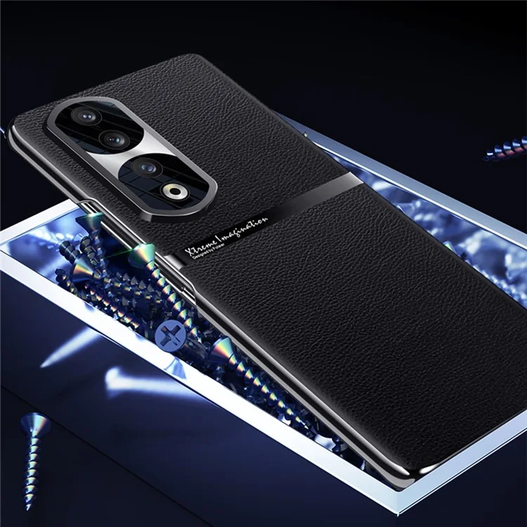 Para Honra 90 Pro Capa Protetora de Telefone de Couro PU + PC Anti-Deslizamento e à Prova de Choque - Preto 
