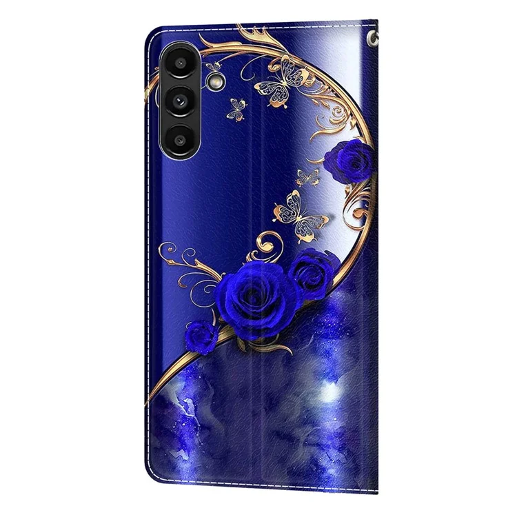 Custodia antiurto per Samsung Galaxy A54 5G Slot per schede Custodia per telefono con motivo stampato Flip Cover in pelle con supporto, cinturino - Blu Rosa / Farfalla dorata