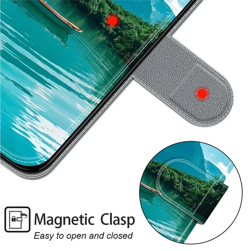 Pattern Printed Phone Case for Google Pixel 8 Pro Anti-Drop Leather Flip Cover with Stand, Card Slots - Boat