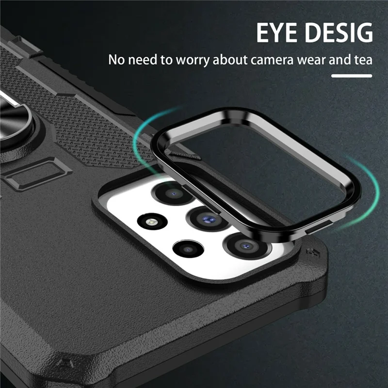 For vivo V27e 4G PC + TPU Anti-Scratch Phone Case Rugged Cover with Ring Kickstand - Black