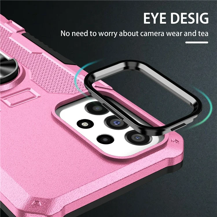 For vivo V27e 4G PC + TPU Anti-Scratch Phone Case Rugged Cover with Ring Kickstand - Pink