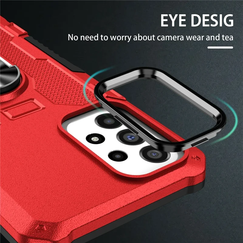 Para Vivo V27e 4G PC + TPU Anti-Scratch Case de Telefone Robusto Com Anel Kickstand - Vermelho