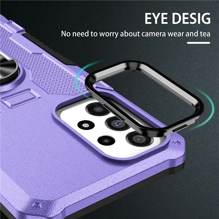 Для Vivo V27e 4G PC + TPU Anti-Scratch Phone Case Crakged Cover с Кольцевой Стендом - Фиолетовый