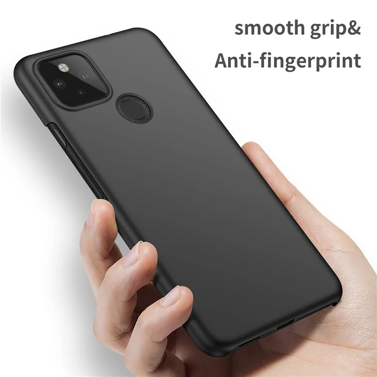 Для Google Pixel 5 XL Solid Color Shockproof Phone Case Anti-fingerprint Hard PC Cover - Черный