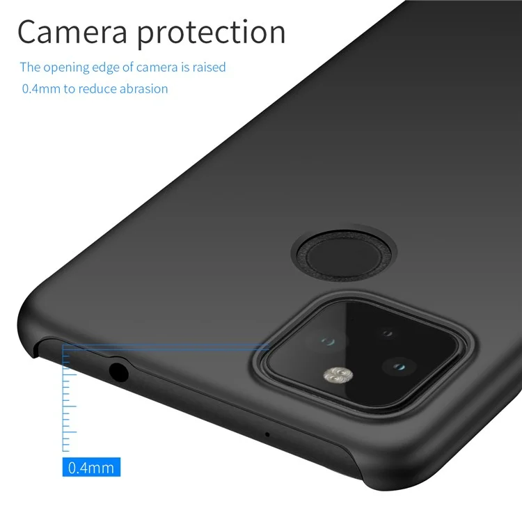 Для Google Pixel 5 XL Solid Color Shockproof Phone Case Anti-fingerprint Hard PC Cover - Черный