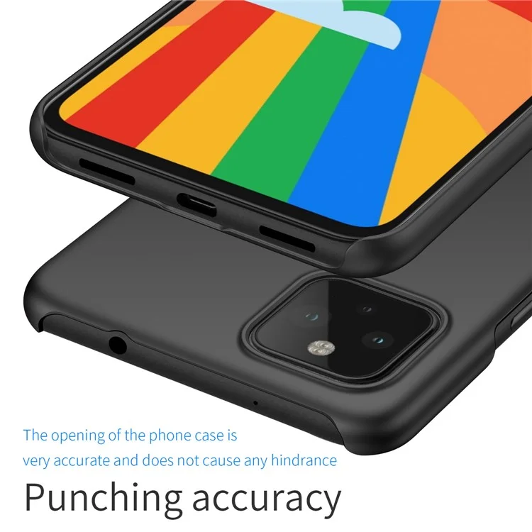 Для Google Pixel 5 XL Solid Color Shockproof Phone Case Anti-fingerprint Hard PC Cover - Черный