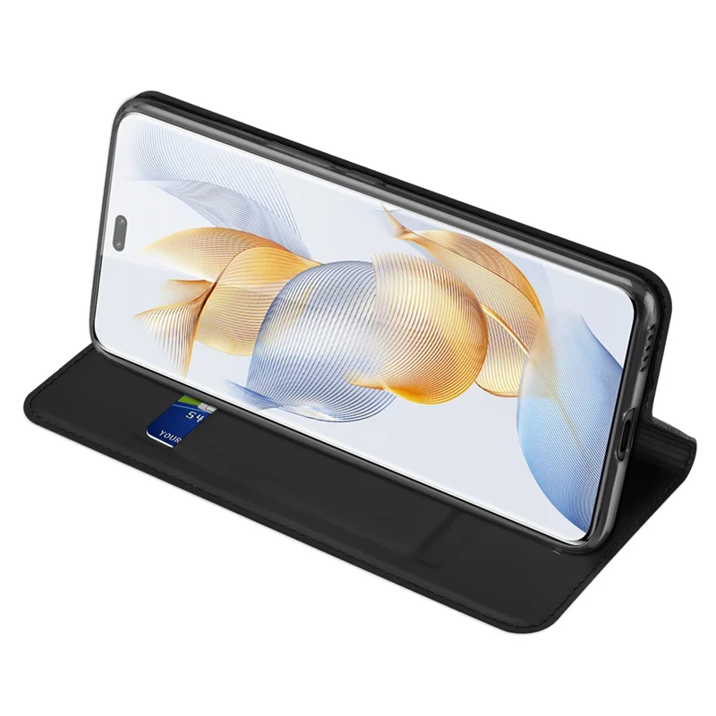 DUX DUCIS Skin Pro Series para Honor 90 Pro Capa de Telefone em Couro PU com Slot para Cartão a Prova de Choque e Suporte - Preto