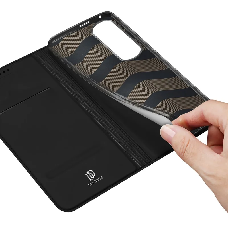 DUX DUCIS Skin Pro Series para Honor 90 Pro Capa de Telefone em Couro PU com Slot para Cartão a Prova de Choque e Suporte - Preto