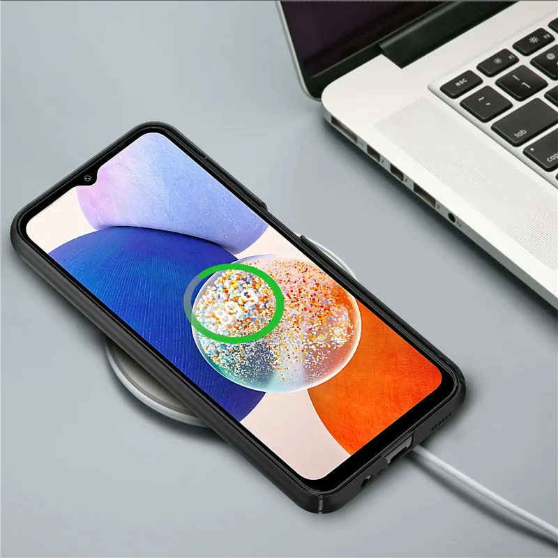 For Samsung Galaxy A14 5G / 4G Hard PC Back Cover Solid Color Shockproof Phone Case - Black