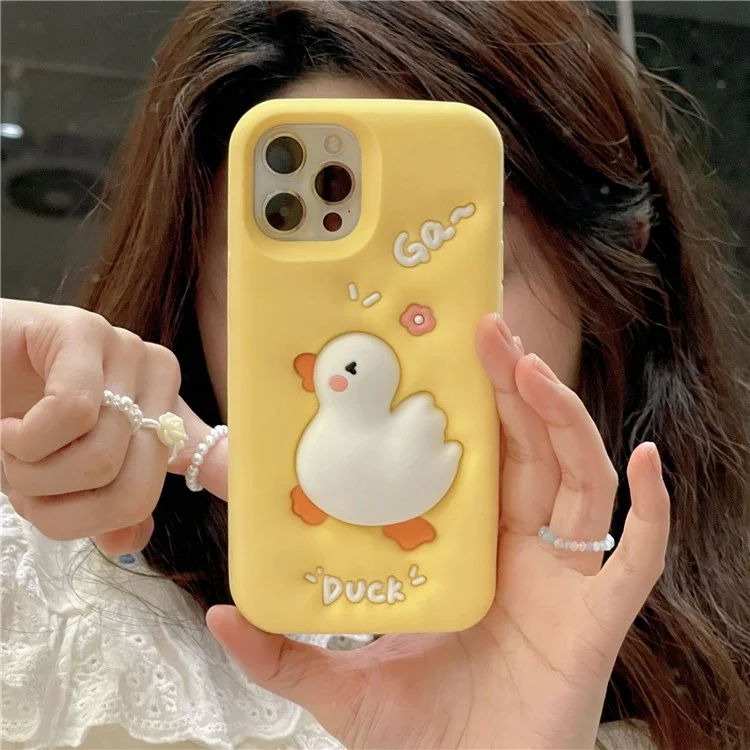 Für iPhone 13 Pro 3D Cartoon Handyhülle Squeeze Duck Pattern Silikon Smartphone Schutzhülle