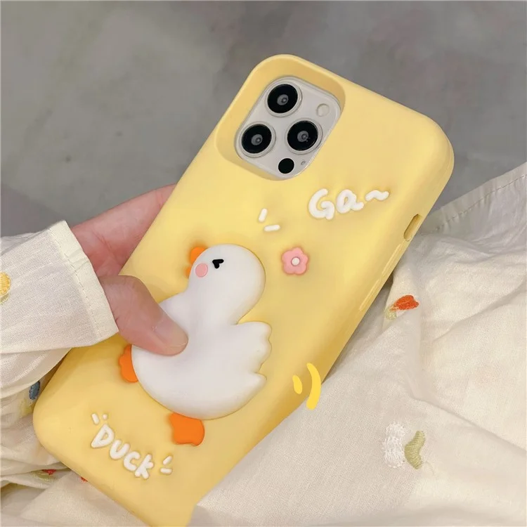 Für iPhone 13 Pro 3D Cartoon Handyhülle Squeeze Duck Pattern Silikon Smartphone Schutzhülle