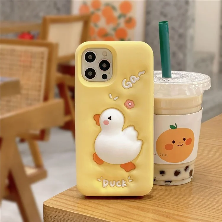 Für iPhone 13 Pro 3D Cartoon Handyhülle Squeeze Duck Pattern Silikon Smartphone Schutzhülle
