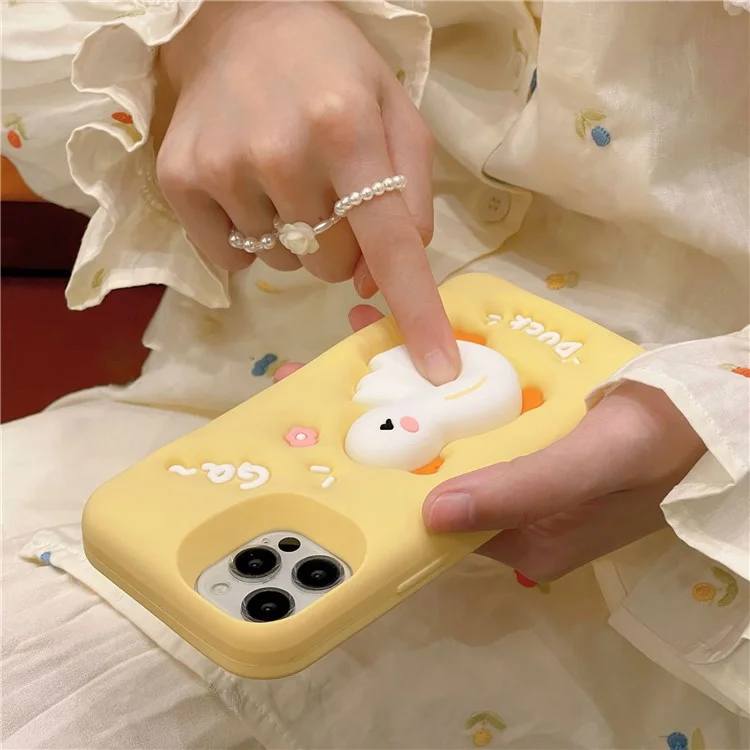 Für iPhone 13 Pro 3D Cartoon Handyhülle Squeeze Duck Pattern Silikon Smartphone Schutzhülle
