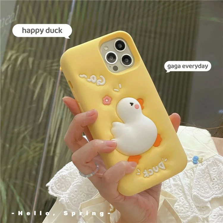Für iPhone 13 Pro 3D Cartoon Handyhülle Squeeze Duck Pattern Silikon Smartphone Schutzhülle