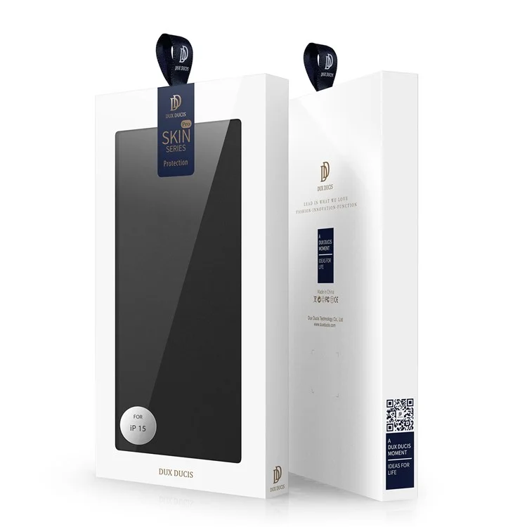 DUX DUCIS Skin Pro Series Stand Phone Case для iPhone 15, держатель для карт, чехол из искусственной кожи - чёрный