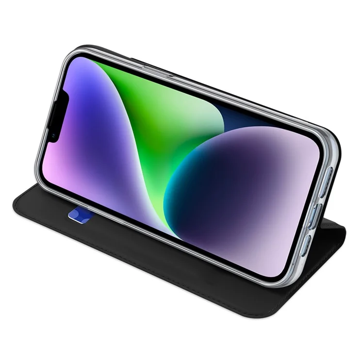 DUX DUCIS Skin Pro Series Stand Phone Case для iPhone 15, держатель для карт, чехол из искусственной кожи - чёрный
