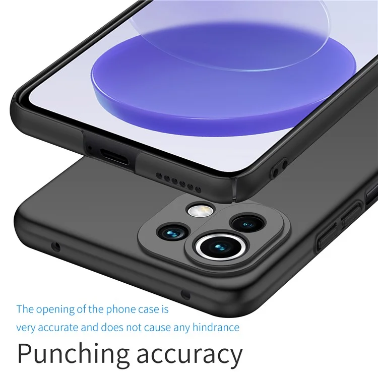 Funda para teléfono para Xiaomi 11 Lite 5G NE / Mi 11 Lite 4G / 5G Solid Color Anti-scratch Hard PC Cellphone Case - Negro