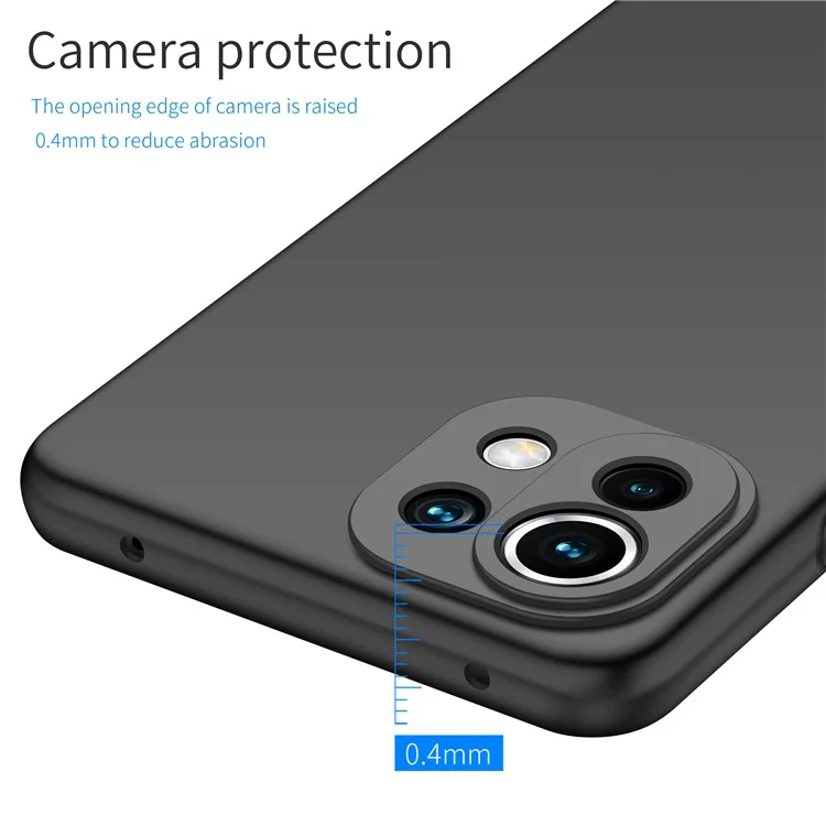 Funda para teléfono para Xiaomi 11 Lite 5G NE / Mi 11 Lite 4G / 5G Solid Color Anti-scratch Hard PC Cellphone Case - Negro