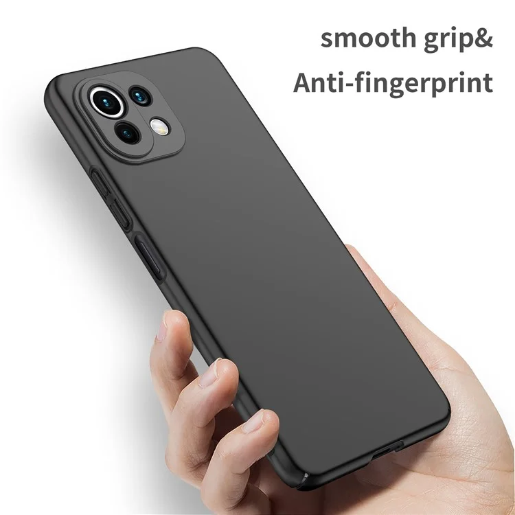 Funda para teléfono para Xiaomi 11 Lite 5G NE / Mi 11 Lite 4G / 5G Solid Color Anti-scratch Hard PC Cellphone Case - Negro