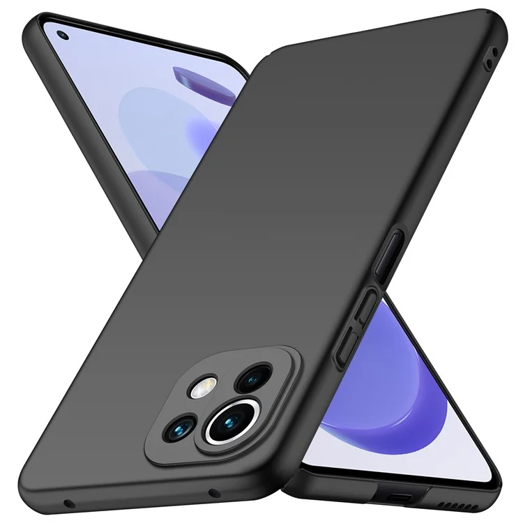 Funda para teléfono para Xiaomi 11 Lite 5G NE / Mi 11 Lite 4G / 5G Solid Color Anti-scratch Hard PC Cellphone Case - Negro