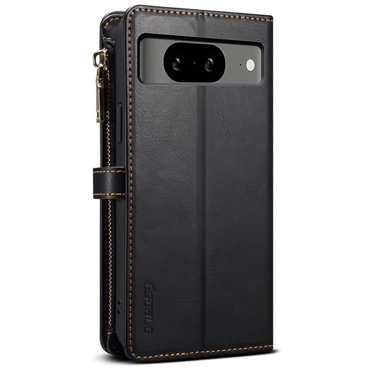 ESEBLE for Google Pixel 8 RFID Blocking Leather Phone Case Zipper Pocket Cover with Wallet Stand - Black