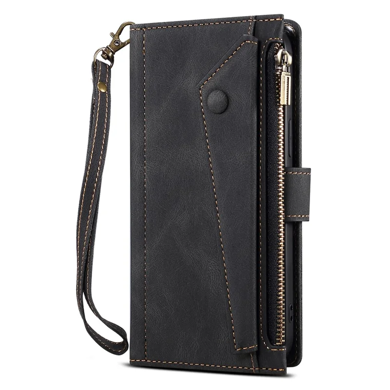 ESEBLE Star Series Leather Phone Case for Google Pixel 8 , Zipper Pocket Wallet RFID Blocking Phone Stand Cover - Black