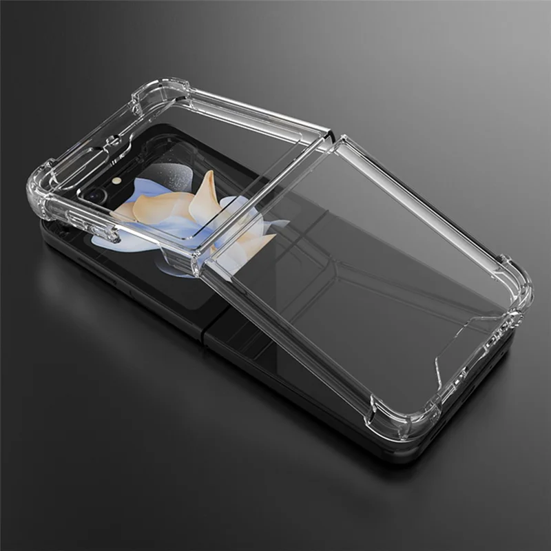 Para Samsung Galaxy Z Flip5 5G Foldable Design Cell Phone Case PC+TPU HD Clear Phone Back Cover