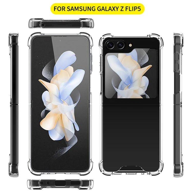 Para Samsung Galaxy Z Flip5 5G Foldable Design Cell Phone Case PC+TPU HD Clear Phone Back Cover