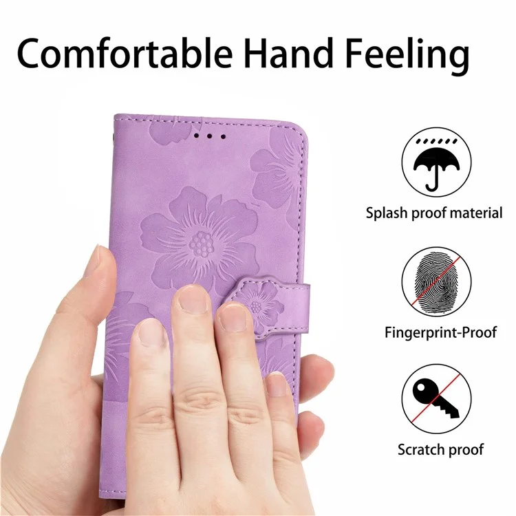 Phone Case for Sony Xperia L4 Flowers Imprinted Stand PU Leather Wallet Cover - Purple