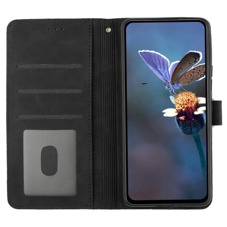 Para Motorola Moto G42 4G Flores Impresso Estojo de Suporte de Carteira Couro Anti-queda Capa de Telefone - Preto