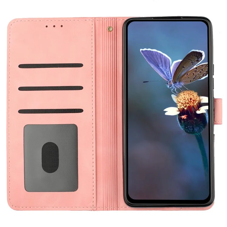 Para Samsung Galaxy A50 / A50s / A30s Flores Impresas Capa de Telefone de Couro Carteira Suporte com Alça - Rosa