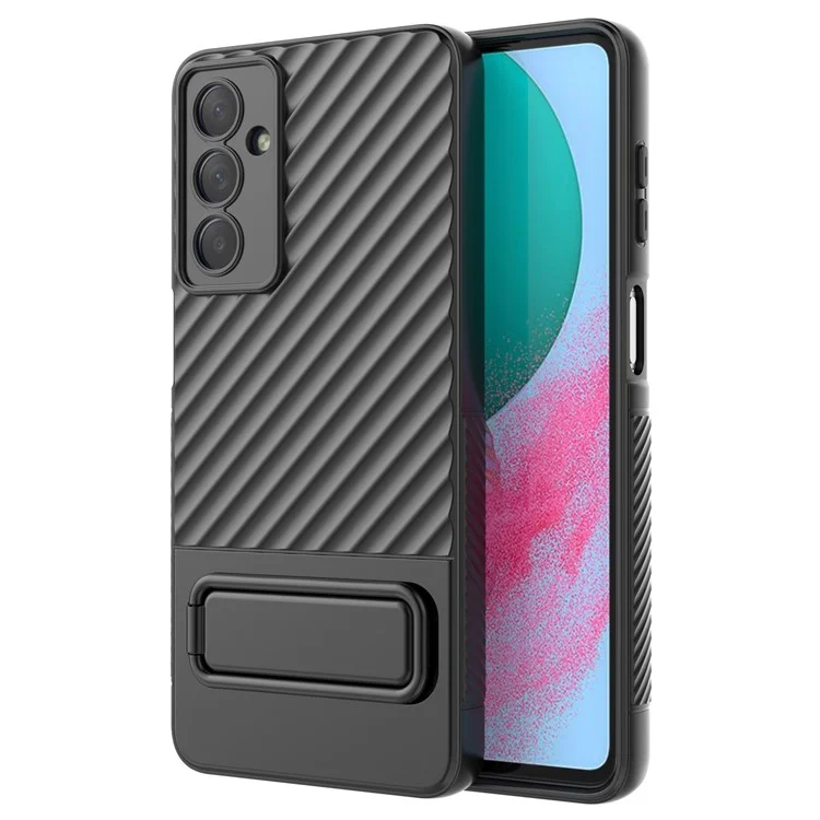 Für Samsung Galaxy M54 5G / F54 5G Flexible Soft TPU Case Kratzerbeständige Skin-Touch-Handyhülle mit Ständer - Schwarz