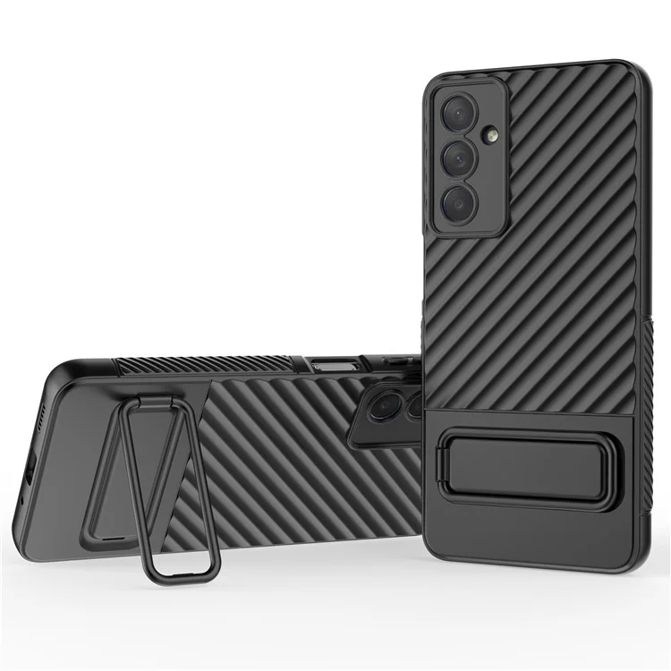 Für Samsung Galaxy M54 5G / F54 5G Flexible Soft TPU Case Kratzerbeständige Skin-Touch-Handyhülle mit Ständer - Schwarz