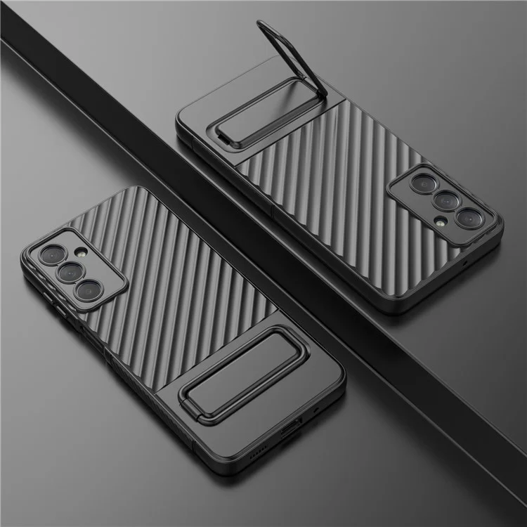 Für Samsung Galaxy M54 5G / F54 5G Flexible Soft TPU Case Kratzerbeständige Skin-Touch-Handyhülle mit Ständer - Schwarz
