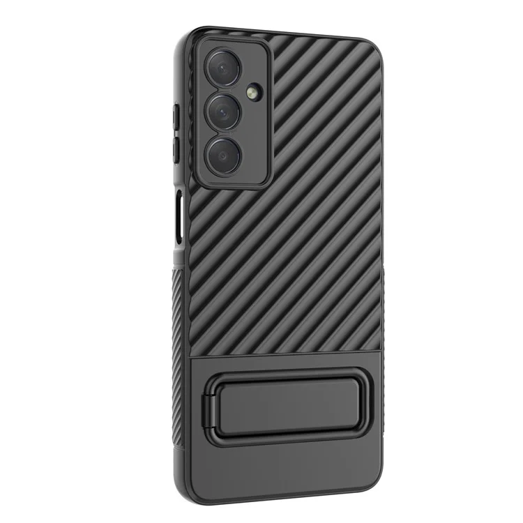 Für Samsung Galaxy M54 5G / F54 5G Flexible Soft TPU Case Kratzerbeständige Skin-Touch-Handyhülle mit Ständer - Schwarz