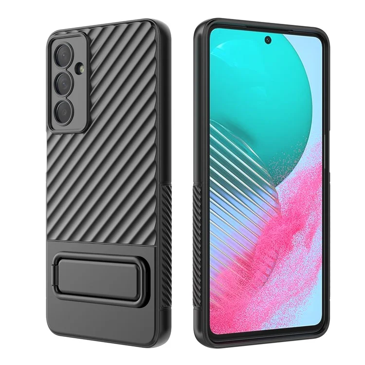 Für Samsung Galaxy M54 5G / F54 5G Flexible Soft TPU Case Kratzerbeständige Skin-Touch-Handyhülle mit Ständer - Schwarz