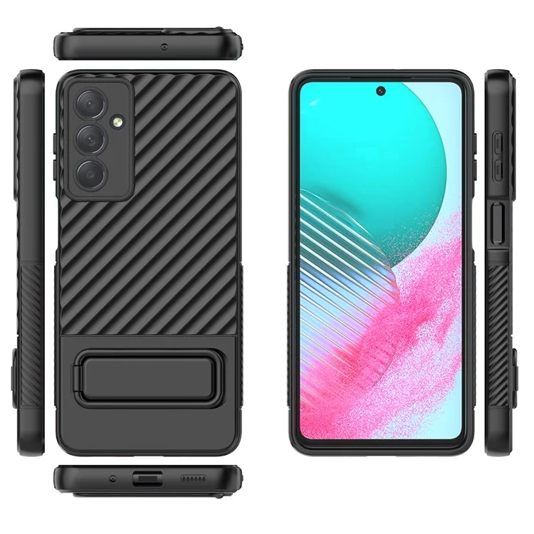 Für Samsung Galaxy M54 5G / F54 5G Flexible Soft TPU Case Kratzerbeständige Skin-Touch-Handyhülle mit Ständer - Schwarz