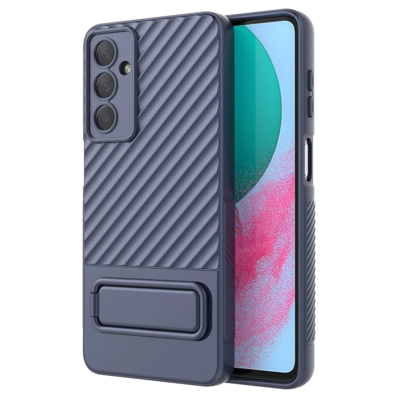 For Samsung Galaxy M54 5G / F54 5G Flexible Soft TPU Case Scratch Resistant Skin-touch Phone Cover with Kickstand - Dark Blue